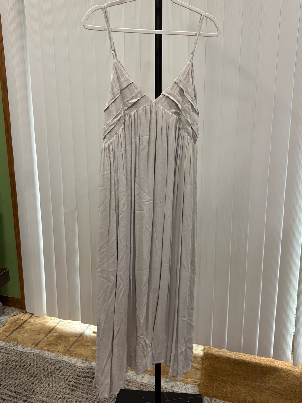 Final Touch Light Gray Spaghetti Strap V-Neck Maxi Dress